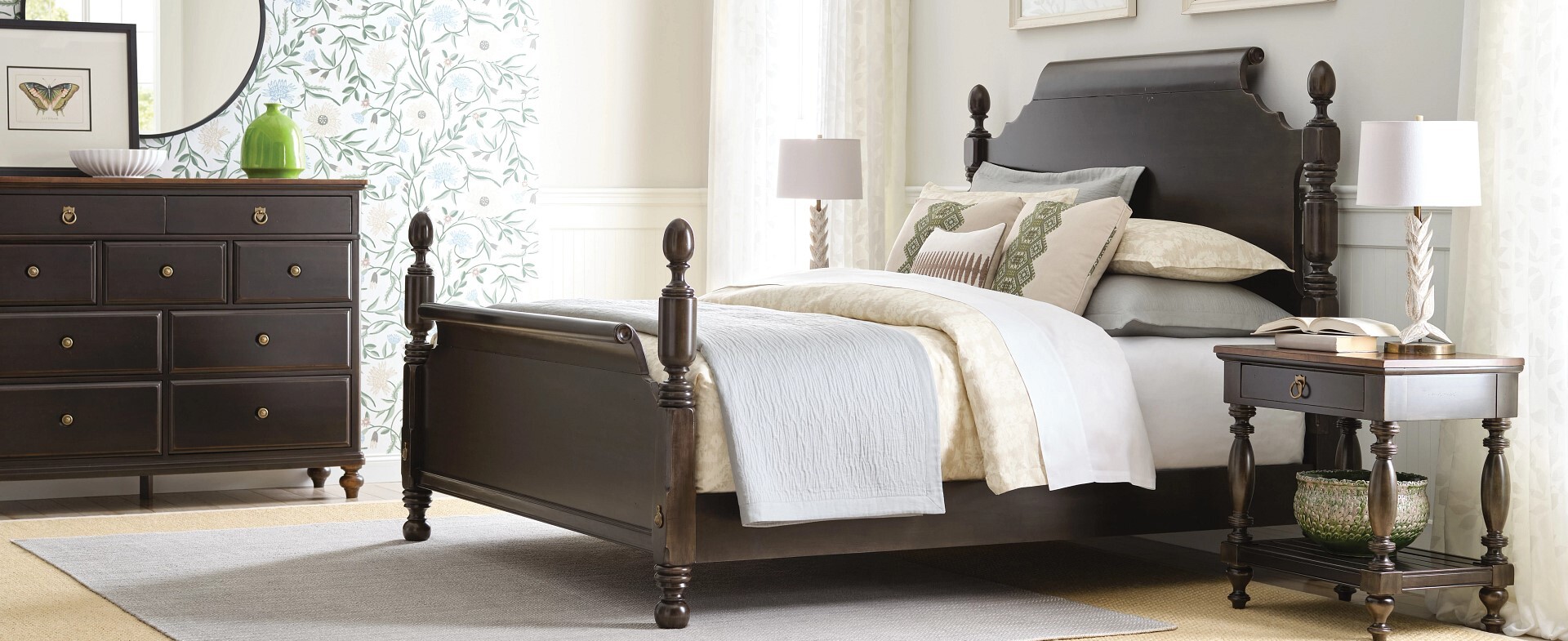 Bridgetown solid wood bedroom in black stain